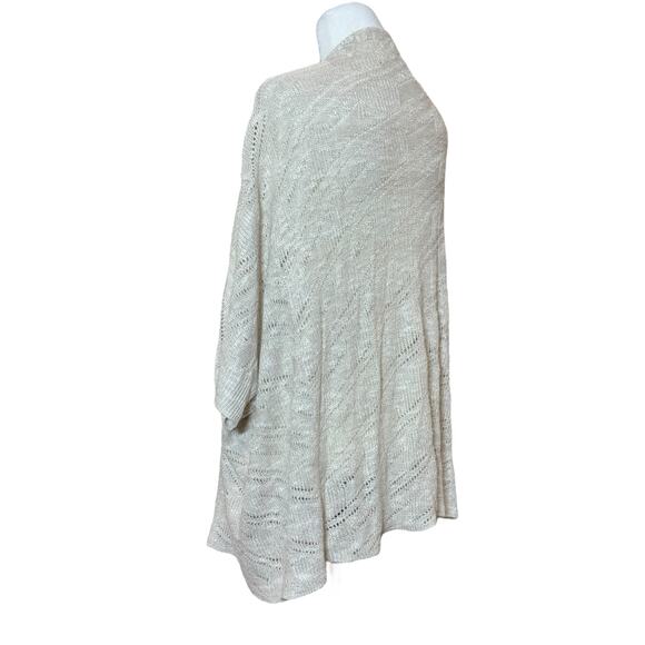 EILEEN FISHER Open Knit Sweater Cardigan Women L Linen Cover Up Flowy Luxury - Picture 5 of 10